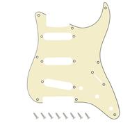 Banworks Battipenna a 8 fori per chitarra Stratocaster Strat SSS, stile vintage, per chitarra americana Fender Stratocaster Strat ST JT/HB-16 a 3 strati, color crema