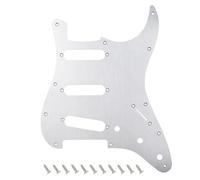 Banworks Battipenna in alluminio Strat SSS, spessore 1,5 mm, 1 strato, 11 fori, bordo dritto, battipenna per chitarra Fender Ultra Stratocaster Strat ST JT/HB-01, argento