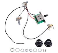 Banworks Kit di cablaggio per chitarra elettrica, 1 tono 1 volume, interruttore a lama a 5 vie precablato 250K 1A1B, mini potenziometri con jack di uscita da 6,35 mm, per Fender / Squier Stratocaster