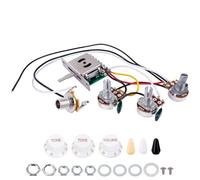 Banworks Kit di cablaggio per chitarra elettrica, 2 toni, 1 volume, precablato, interruttore a lama a 5 vie, 250 K, 2 T1 V, mini potenziometri con jack di uscita da 6,35 mm, per chitarre elettriche