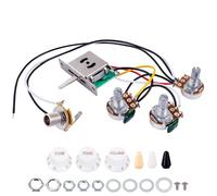 Banworks Kit di cablaggio per chitarra elettrica, 2 toni, 1 volume, precablato, interruttore a lama a 5 vie, 500 K, 2 T1 V, mini potenziometri con jack di uscita da 6,35 mm, per chitarre elettriche