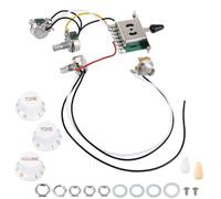 Banworks Kit di cablaggio per chitarra elettrica, 2 toni, 1 volume, precablato, interruttore a lama a 5 vie, 250 K, 2 T1 V, mini potenziometri con jack di uscita da 6,35 mm, per chitarre elettriche