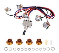Banworks Kit di cablaggio per chitarra elettrica, 2 toni, 2 volumi, precablato, interruttore a levetta a 3 vie, 500 K, 2T2 V, mini potenziometri con jack di uscita da 6,35 mm, per chitarre Gibson