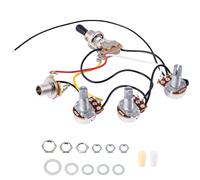 Banworks Kit di cablaggio per chitarra elettrica, 2 volume, 1 tono, precablato, interruttore a levetta a 3 vie, 500 K, 2B1A, mini potenziometri con jack di uscita da 6,35 mm, per parafango/Squier