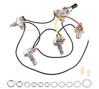 Banworks Kit di cablaggio per chitarra elettrica, 2 volume, 1 tono, precablato, interruttore a levetta a 3 vie, 250 K, 2B1A, mini potenziometri con jack di uscita da 6,35 mm, per parafango/Squier