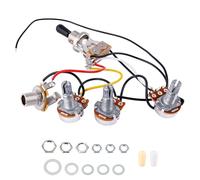Banworks Kit di cablaggio per chitarra elettrica, 2 volume, 1 tono, precablato, interruttore a levetta a 3 vie, 250 K, 2B1A, mini potenziometri con jack di uscita da 6,35 mm, per parafango/Squier
