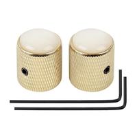 Banworks Manopole di controllo in metallo per chitarra e basso, metriche da 6 mm, manopola a cupola bianca, per chitarra elettrica Squier, Telecaster, Telecaster, Super Strat ST, confezione da 2 pezzi