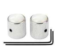 Banworks Manopole di controllo in metallo per chitarra e basso, metriche da 6 mm, manopola a cupola bianca, per chitarra elettrica Squier, Telecaster, Telecaster, Super Strat ST, confezione da 2 pezzi