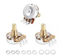 Banworks Ottone A250K + B250K Imperiale 3/8" Filettatura Full Size Solid Shaft 1A2B Short Shaft (lunghezza 15.9mm) Audio & Linear Taper Potenziometri per Gibson Les Paul/SG Fender Strat/Tele PRS JT