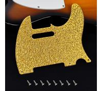 Banworks Pickguard chitarra elettrica 1 strato con 8 fori American TL | Guitar Scratch Plate 2 fori montaggio pickup US/MX Fender Modern Standard Tele JT/HB-03 Striped Golden