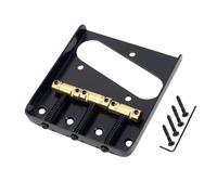 Banworks Ponte Fisso Tailpiece con 3 Selle Compensate in Ottone Non-Tremolo 6-String Vintage 54mm (2-1/8") Ponte Hardtail Fisso a Corda Passante per Chitarra Elettrica Squier Tele JT/GDQQ-06 Nero