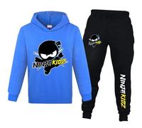Banxidi Ninja Kidz - Tuta con cappuccio per bambini, a maniche lunghe, set da 2 pezzi, abbigliamento sportivo, 2-13 anni, Blu, 9-10 Years