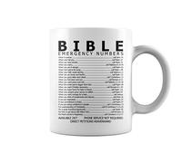 banytree Mike Apparel - Tazza con numeri di emergenza biblica, regalo cristiano, per donne e uomini, 325 ml, colore: bianco