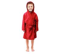 Banzaii Accappatoio Bambino e Bambina 12-14 anni, Accappatoio in Microfibra con Cappuccio e Borsa Salvaspazio, Asciugatura Rapida Perfetto per Piscina - Rosso