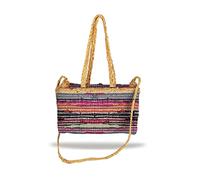 Banzaii borsa donna estiva colorata, borsa mare in paglia intrecciata, interamente realizzata a mano Ibiza Multicolor