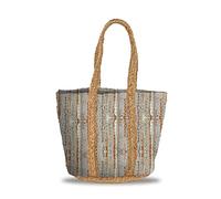 Banzaii borsa donna estiva colorata, borsa mare in paglia intrecciata, interamente realizzata a mano Santorini Beige