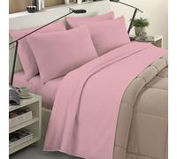 Banzaii Completo Lenzuola Invernale Felpate in Flanella Anti-Pilling 100% Cotone, adatto anche ai materassi più alti, 4 pezzi, Matrimoniale Rosa
