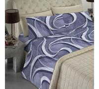 Banzaii - Completo Lenzuola Matrimoniale In Microfibra Made In Italy Con Angolo h 30 cm Nicole Blu