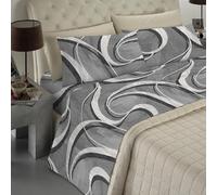 Banzaii - Completo Lenzuola Matrimoniale In Microfibra Made In Italy Con Angolo h 30 cm Nicole Grigio