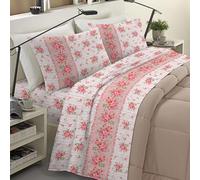 Banzaii Completo Lenzuola Matrimoniale Maxi Invernale in Flanella Felpate 100% Cotone Anti-Pilling 2 Piazze Maxi Beatrice Rosa