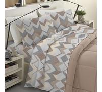 Banzaii Completo Lenzuola Piazza e Mezza Invernale in Flanella Felpate 100% Cotone Anti-Pilling 1 Piazza e 1/2 Zig Atena Beige