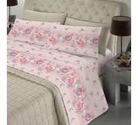 Banzaii - Completo Lenzuola Singolo 100% Cotone Made in Italy, con Angolo h 30 cm, Rosita rosa