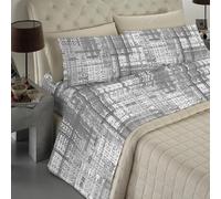 Banzaii - Completo Lenzuola Singolo In Microfibra Made In Italy Con Angolo h 30 cm Gaia Grigio