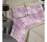 Banzaii - Completo Lenzuola Singolo In Microfibra Made In Italy Con Angolo h 30 cm Gaia Rosa