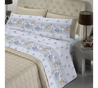 Banzaii - Completo Lenzuola Una piazza e mezza 100% Cotone Made in Italy, con Angolo h 30 cm, Rosita blu