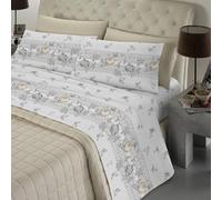 Banzaii - Completo Lenzuola Una piazza e mezza 100% Cotone, Made in Italy, con Angolo h 30 cm, Rosita grigio