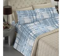 Banzaii - Completo Lenzuola Una Piazza e Mezza In Microfibra Made In Italy Con Angolo h 30 Gaia Azzurro