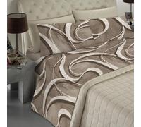 Banzaii - Completo Lenzuola Una Piazza e Mezza In Microfibra Made In Italy Con Angolo h 30 Nicole Beige