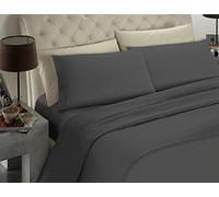 Banzaii Completo Lenzuolo Una piazza e mezza, Grigio Scuro 100% Microfibra Made in Italy, Lenzuolo Sopra 180 x 290 cm, Lenzuolo Sotto 110/120 x 190/200 x 25 cm, 1 Federa 52 x 82 cm