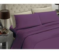 Banzaii Completo Lenzuolo Una piazza e mezza, Melanzana 100% Microfibra Made in Italy, Lenzuolo Sopra 180 x 290 cm, Lenzuolo Sotto 110/120 x 190/200 x 25 cm, 1 Federa 52 x 82 cm