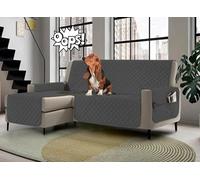 Banzaii copridivano con penisola impermeabile 4 posti, salvadivano antimacchia, trapuntato, reversibile con tasche porta oggetti - Grigio Scuro con Penisola Destra/Sinistra