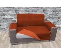Banzaii Copridivano Imbottito - Salvadivano Double Face con Effetto Maculato - 4 Posti Mattone/Arancio per seduta da 230 a 255 cm