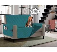 Banzaii Copridivano Impermeabile 1 Posto, Salvadivano Antimacchia Trapuntato Bicolor Universale con Tasche Portaoggetti Petrolio/Verde - Seduta 55 cm