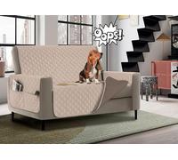 Banzaii Copridivano Impermeabile 2 Posti, Salvadivano Antimacchia Trapuntato Bicolor Universale con Tasche Portaoggetti Sabbia/Corda - Seduta 115 cm