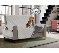 Banzaii Copridivano Impermeabile 2 Posti, Salvadivano Antimacchia Trapuntato Bicolor Universale con Tasche Portaoggetti Grigio Chiaro/Grigio Scuro - Seduta 115 cm