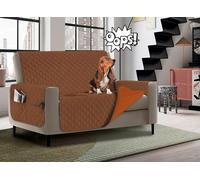 Banzaii Copridivano Impermeabile 4 Posti, Salvadivano Antimacchia Trapuntato Bicolor Universale con Tasche Portaoggetti Marrone/Siena - Seduta 230 cm