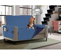 Banzaii Copridivano Impermeabile 4 Posti, Salvadivano Antimacchia Trapuntato Bicolor Universale con Tasche Portaoggetti Avio/Blu - Seduta 230 cm