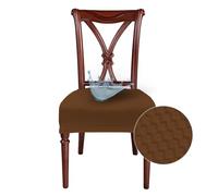 Banzaii Coprisedia Senza Schienale 2 Pezzi Impermeabili, Antimacchia, Elasticizzati - Coprisedia solo Seduta per Cucina, Sala da Pranzo, Ufficio, Ristorante - Marrone, Made in Italy