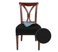 Banzaii Coprisedia Senza Schienale 2 Pezzi Impermeabili, Antimacchia, Elasticizzati - Coprisedia solo Seduta per Cucina, Sala da Pranzo, Ufficio, Ristorante - Nero, Made in Italy