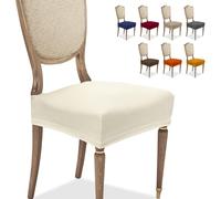 Banzaii Coprisedia Universale Senza Schienale 2 Pezzi per Sedie da Ufficio, Cucina, Sala da Pranzo, Camera, Hotel o Ristorante in Tessuto Super Elasticizzato, Made in Italy Panna