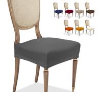 Banzaii Coprisedia Universale Senza Schienale 4 Pezzi per Sedie da Ufficio, Cucina, Sala da Pranzo, Camera, Hotel o Ristorante in Tessuto Super Elasticizzato, Made in Italy Grigio