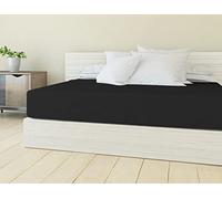 Banzaii Lenzuolo sotto con Angoli in Microfibra trattamento Manopesca, No Stiro, Matrimoniale Maxi 180 x 200 x 30 cm, adatto sia a materassi alti che bassi, Nero Made in Italy