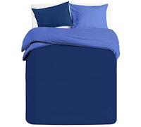 Banzaii Set Copripiumino Bicolor 100% Microfibra con Federa Double Face 2 pezzi Una Piazza e Mezza 200x200 cm Blu/Avio