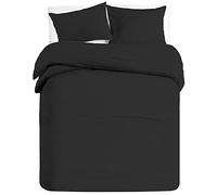 Banzaii Set Copripiumino Bicolor 100% Microfibra con Federe Double Face, 3 pezzi, Matrimoniale 250x200 cm Nero/Nero