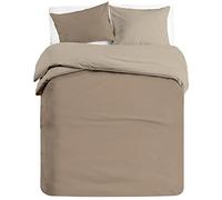 Banzaii Set Copripiumino Bicolor 100% Microfibra con Federe Double Face 3 pezzi, Matrimoniale 250x200 cm Corda/Sabbia