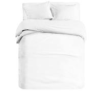 Banzaii Set Copripiumino Bicolor 100% Microfibra con Federe Double Face Matrimoniale 250x200 cm Bianco/Bianco